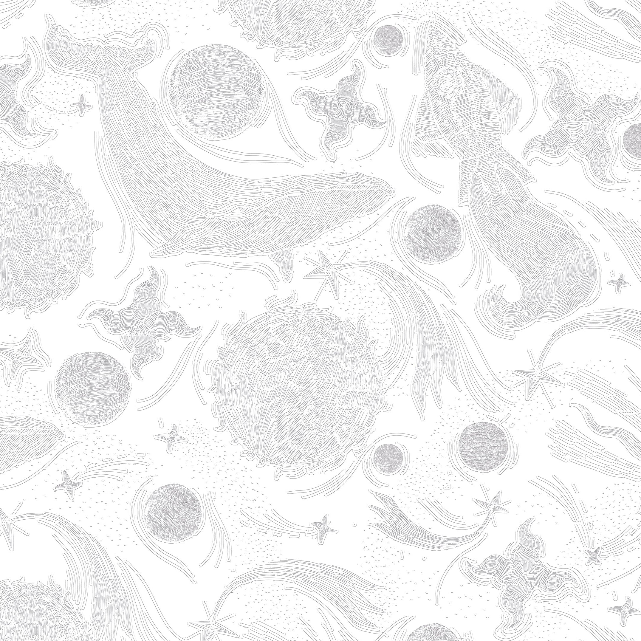 3D Cosmic Whale Journey - Paintable Mural