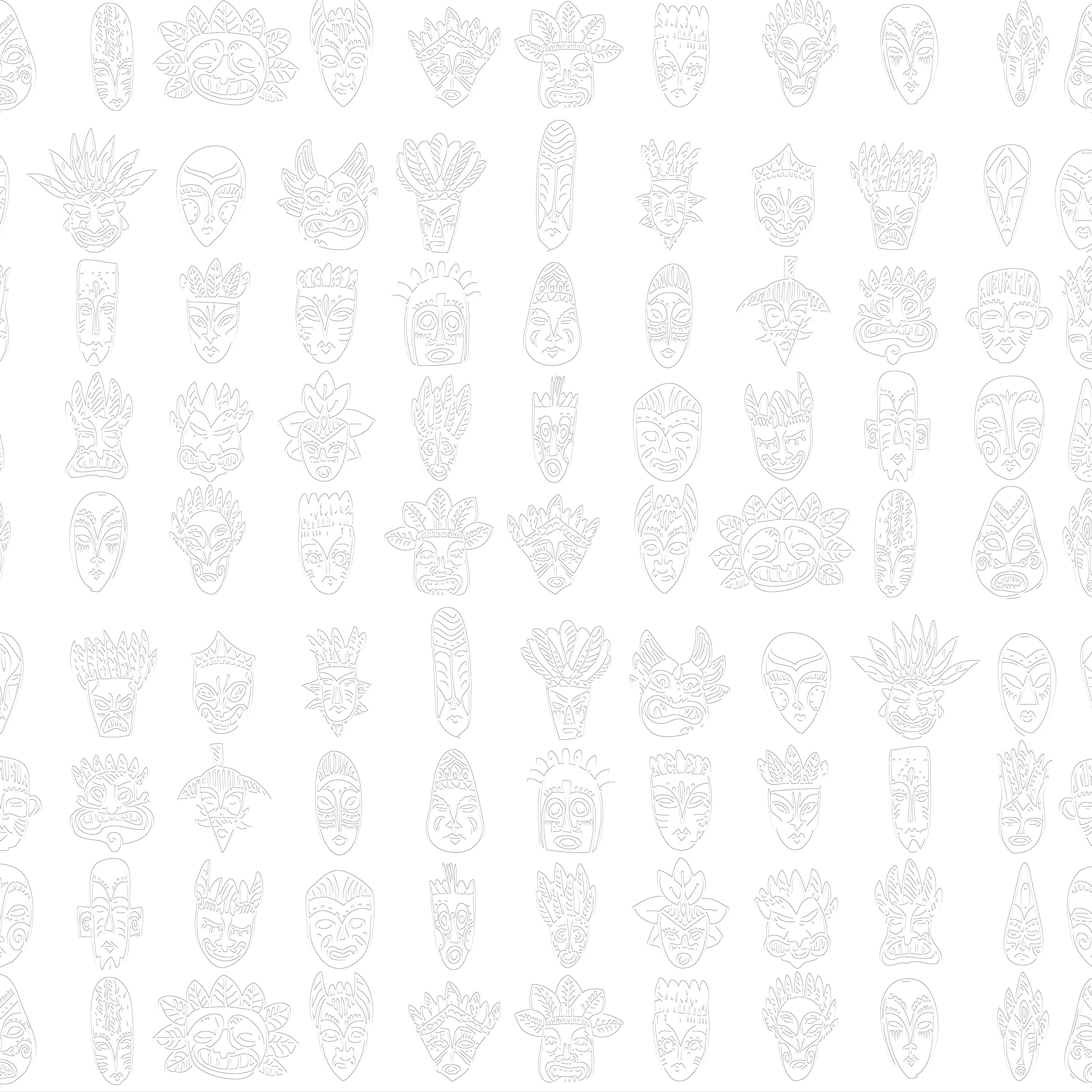 3D Mythic Faces - Paintable Mural