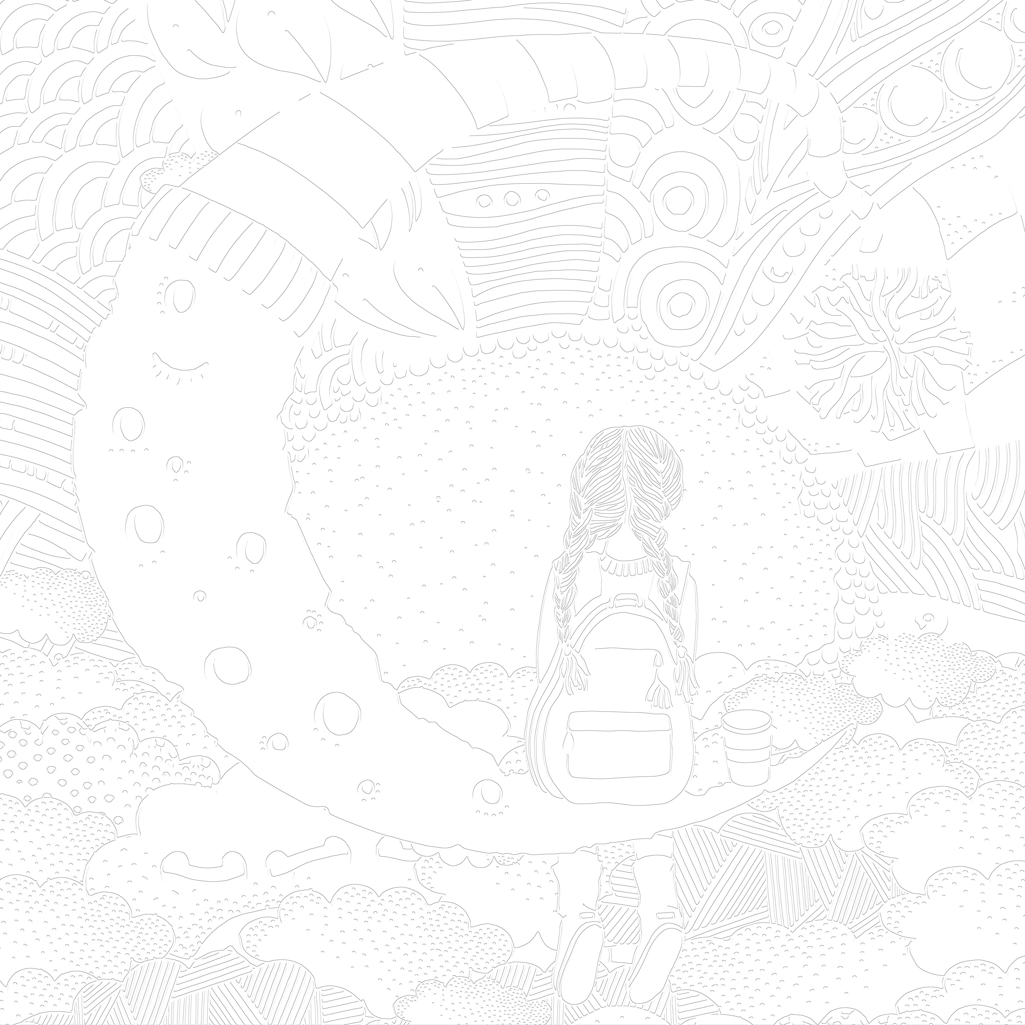 3D Moon Child Dreamscape - Paintable Mural