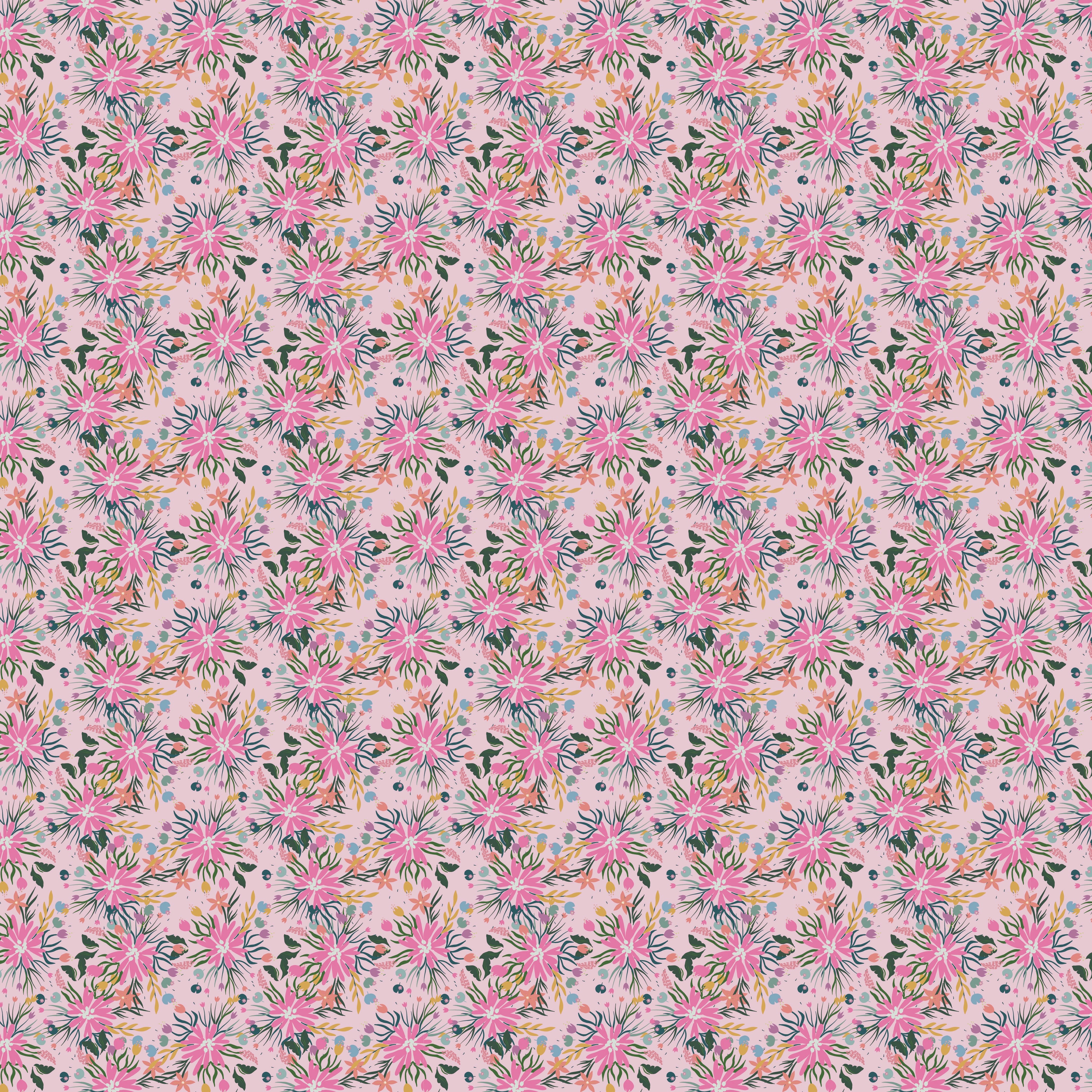 Floral Tapestry - Bright Pink Tangle