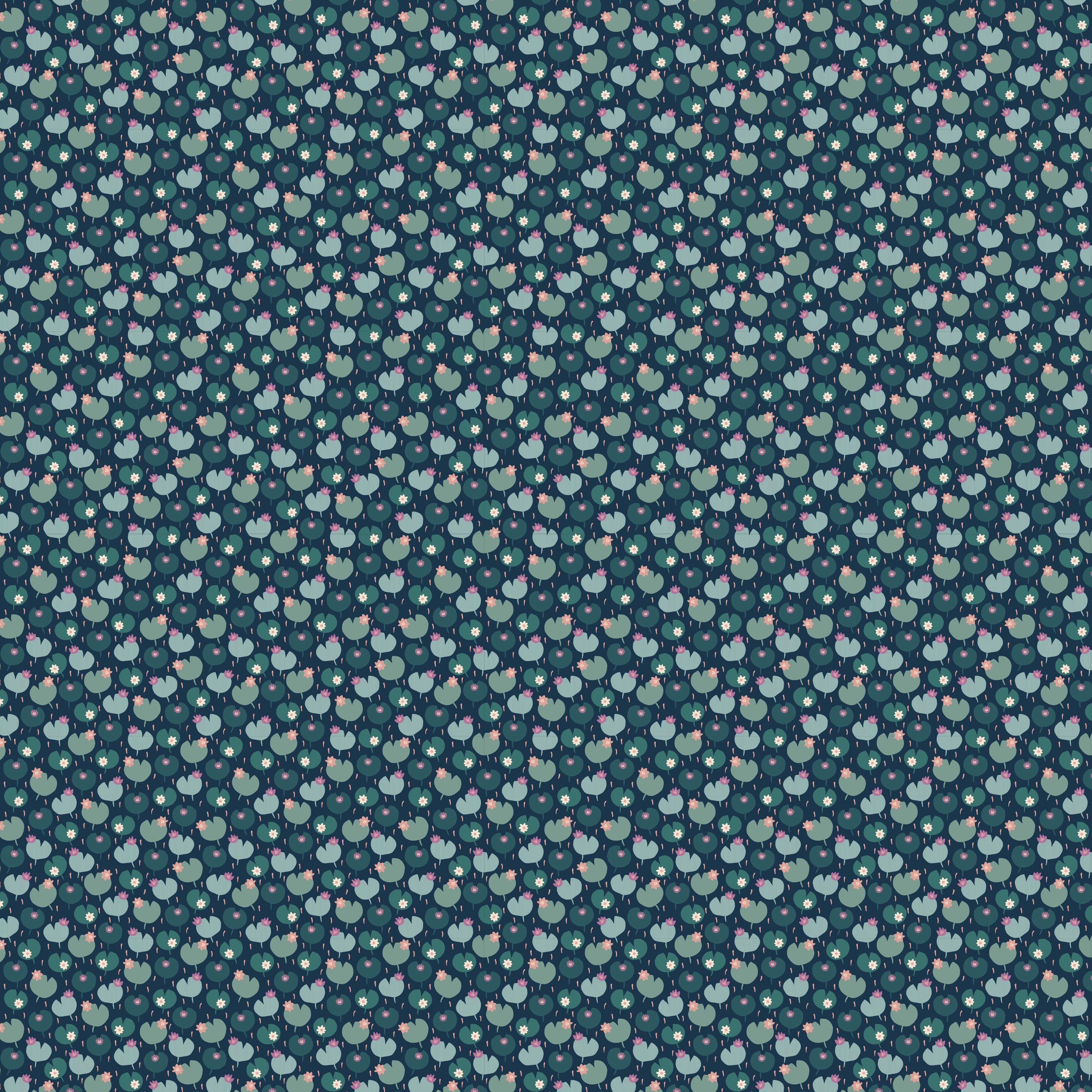 Petit Prints - Teal Ditsy Buds