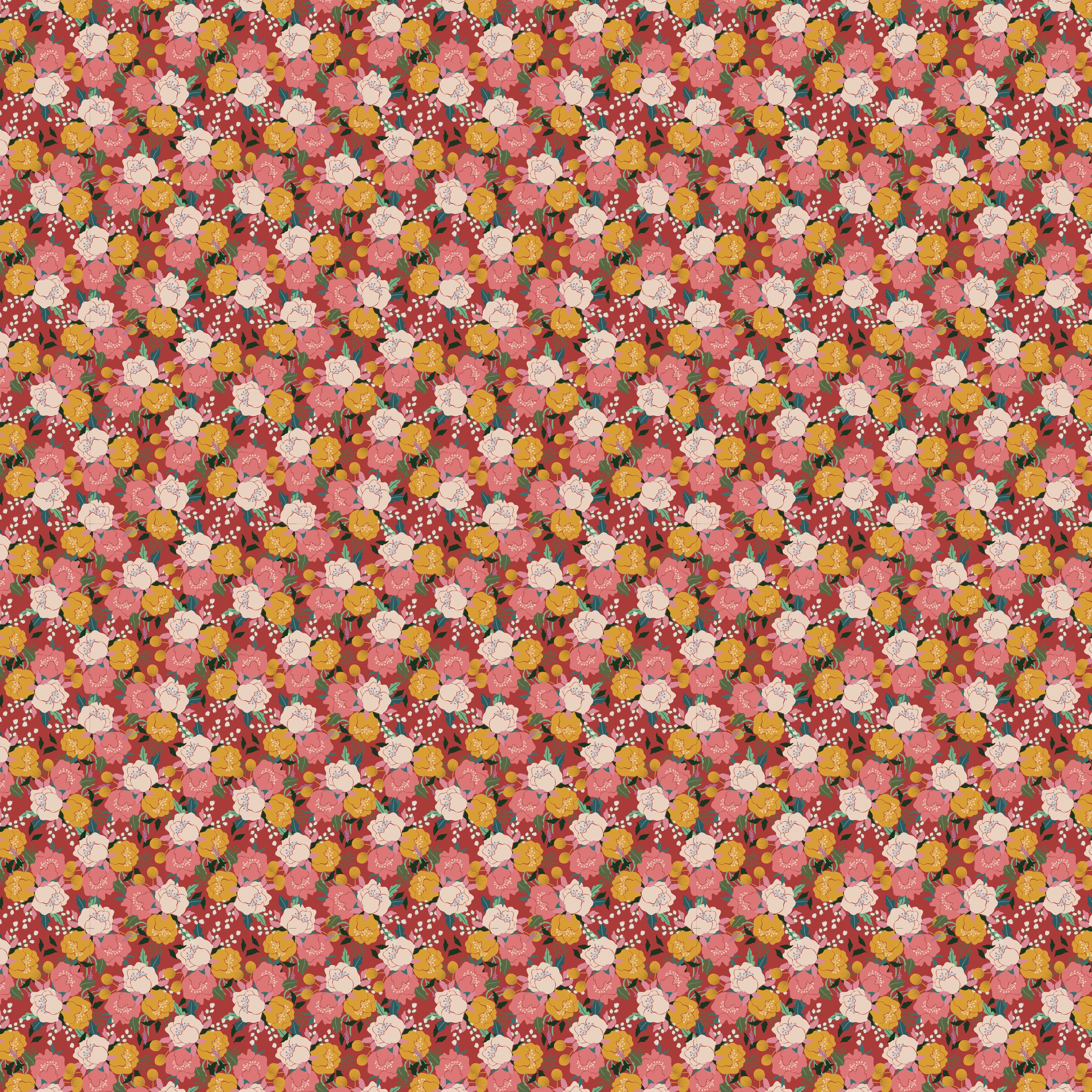 Floral Tapestry - Calico Rose Red