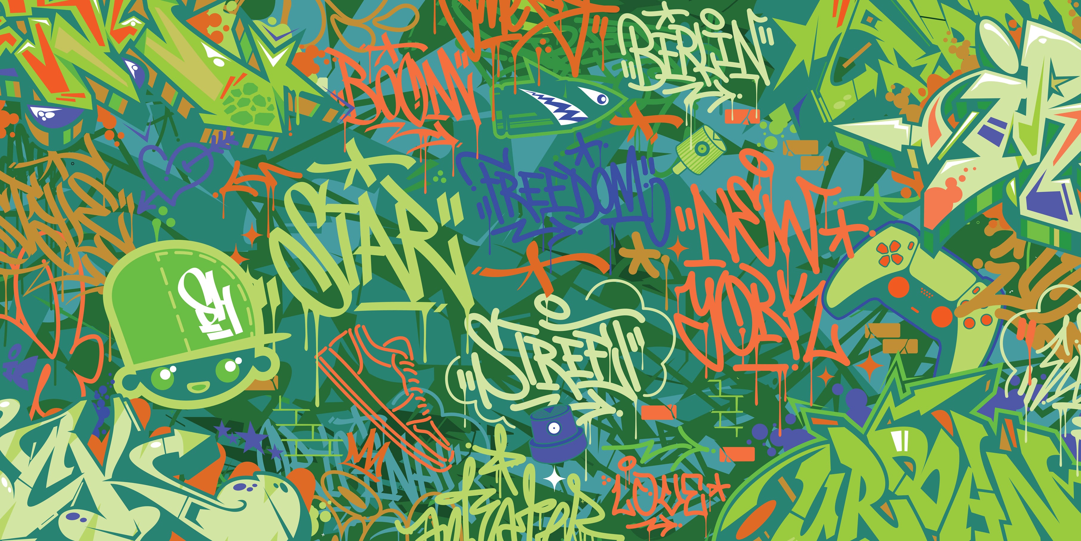 Tag & Spark - Neon City Graffiti Mural