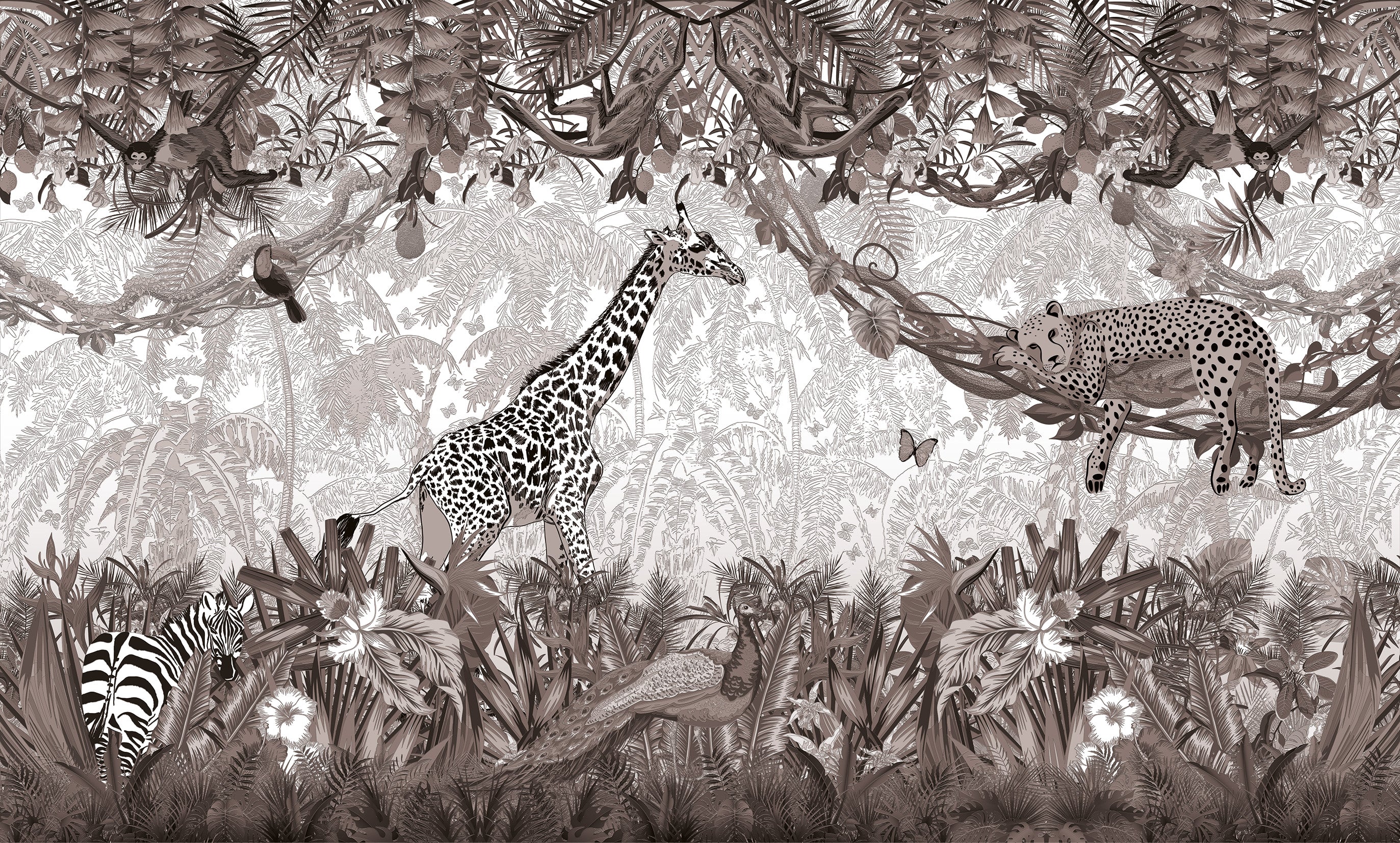 3D Safari Scene - Printed Mural