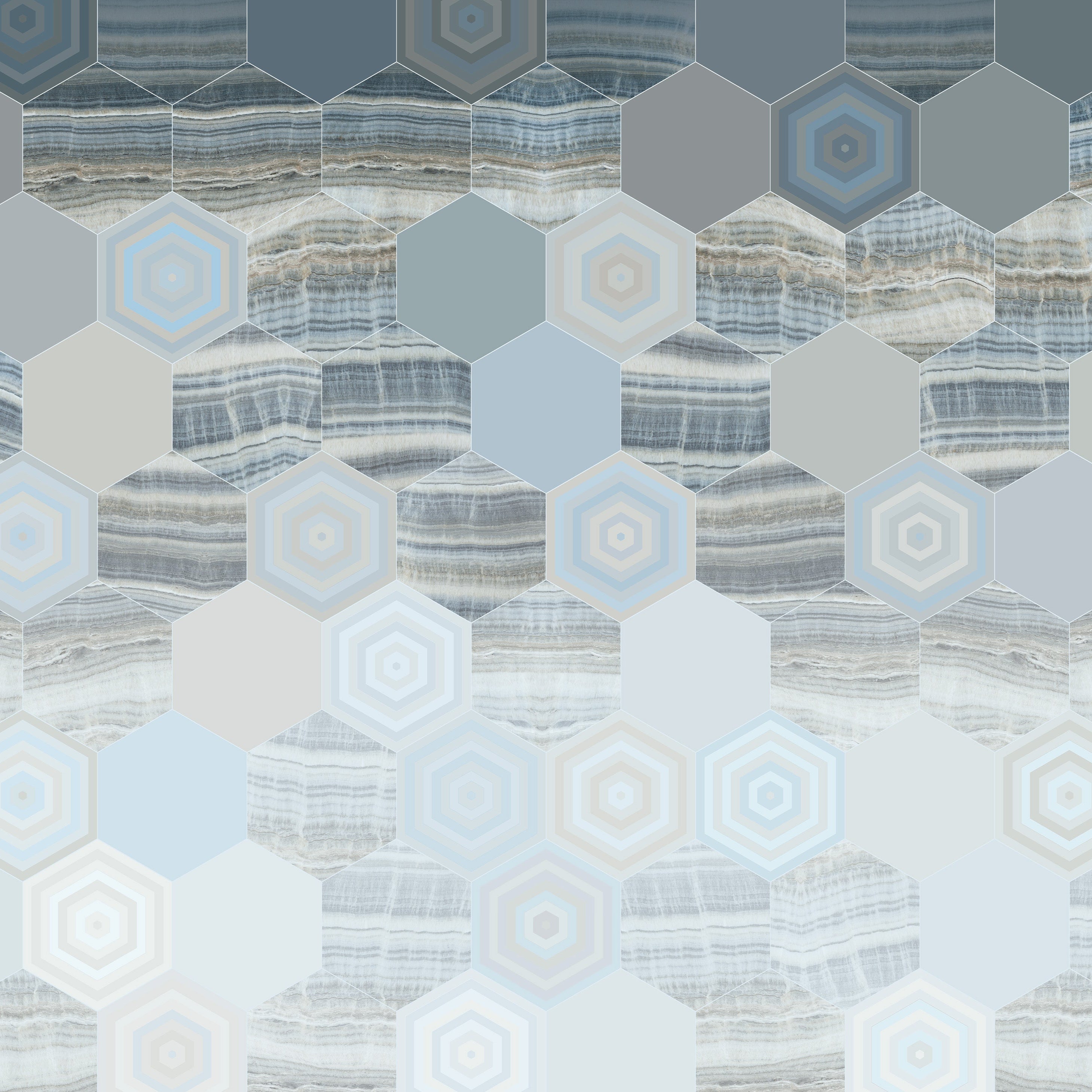 3D Marbled Hexagons - Printed