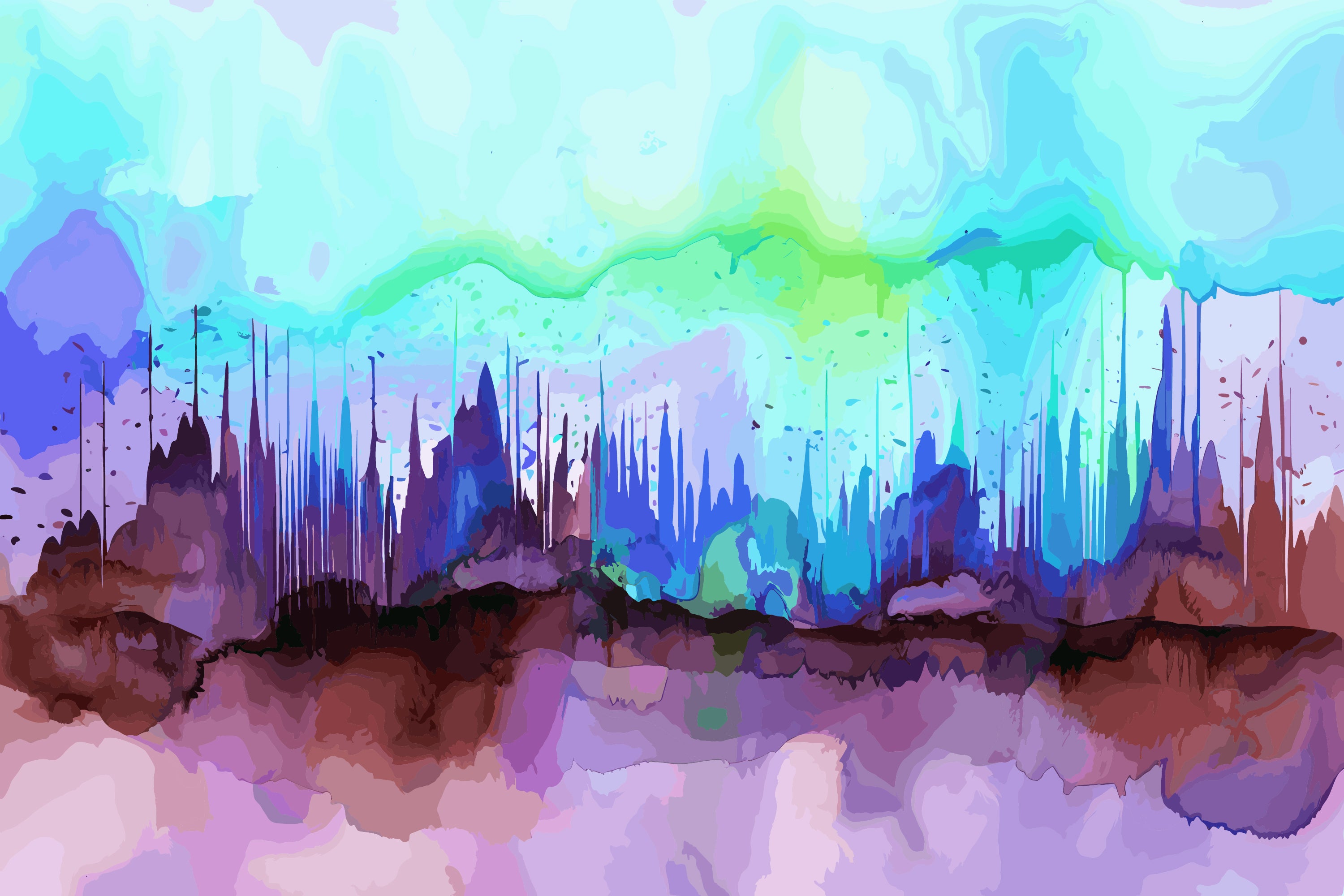 Fluid Watercolor Forest Mural