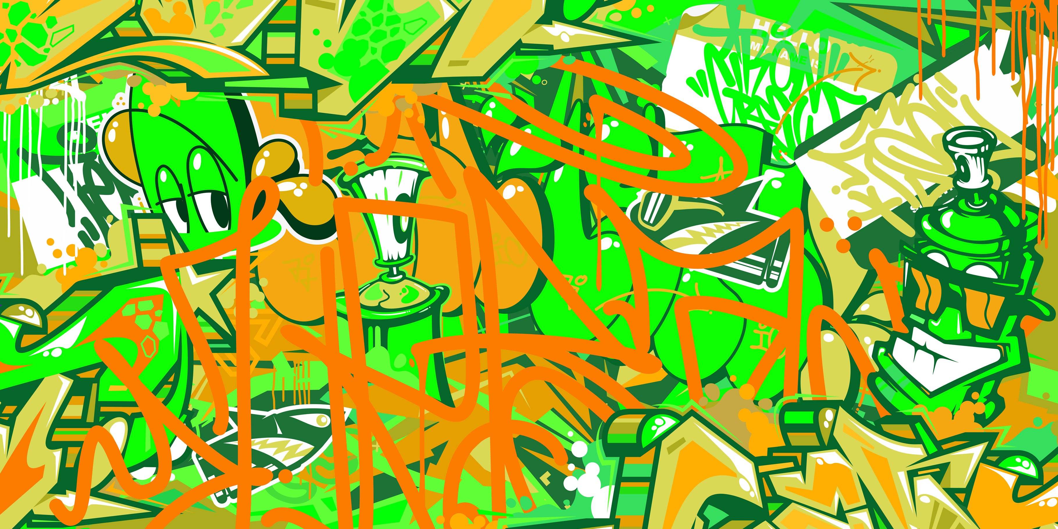 Tag & Spark - Cartoon Graffiti Riot Mural