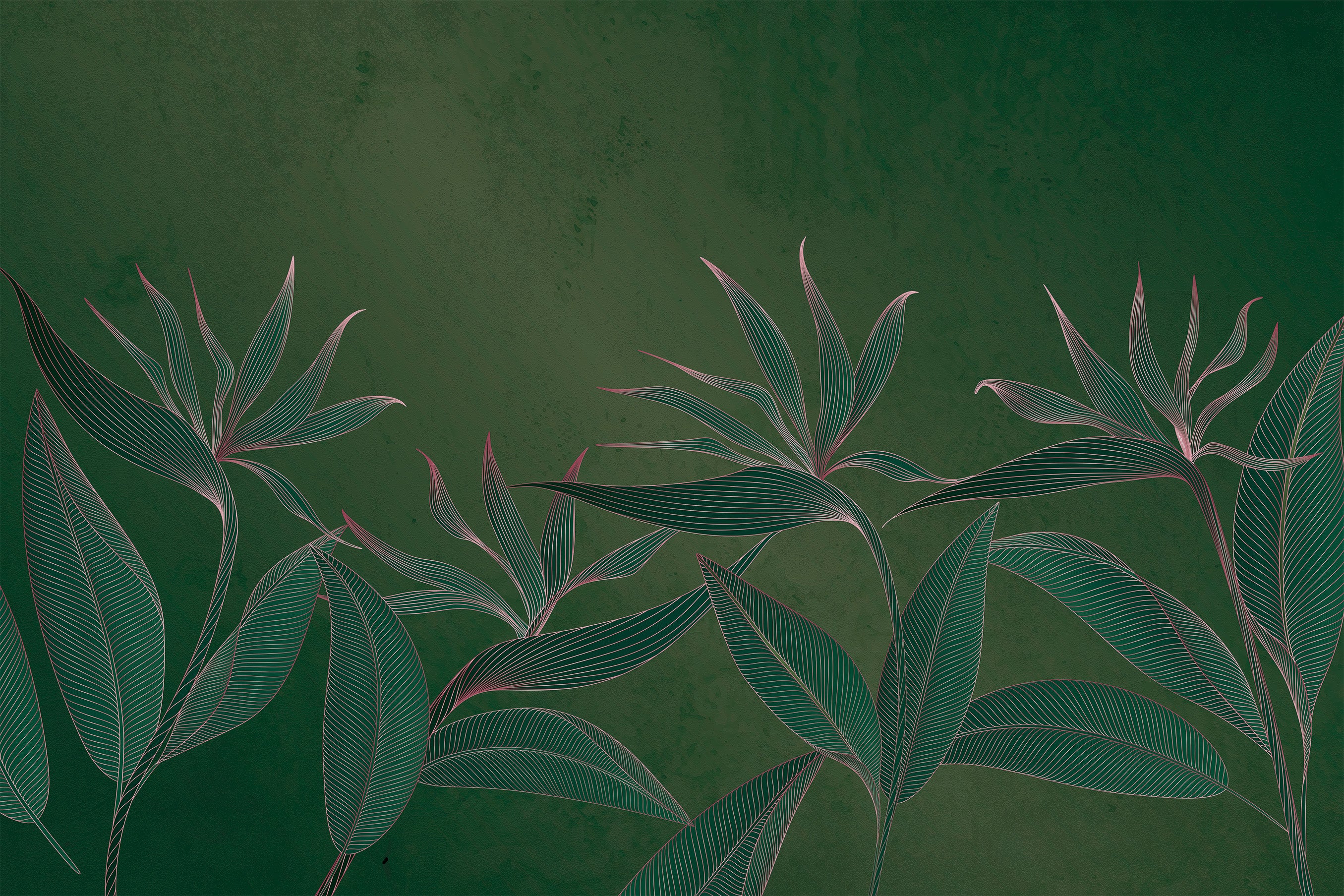 3D Golden Tropical Flowers - Printed Mural