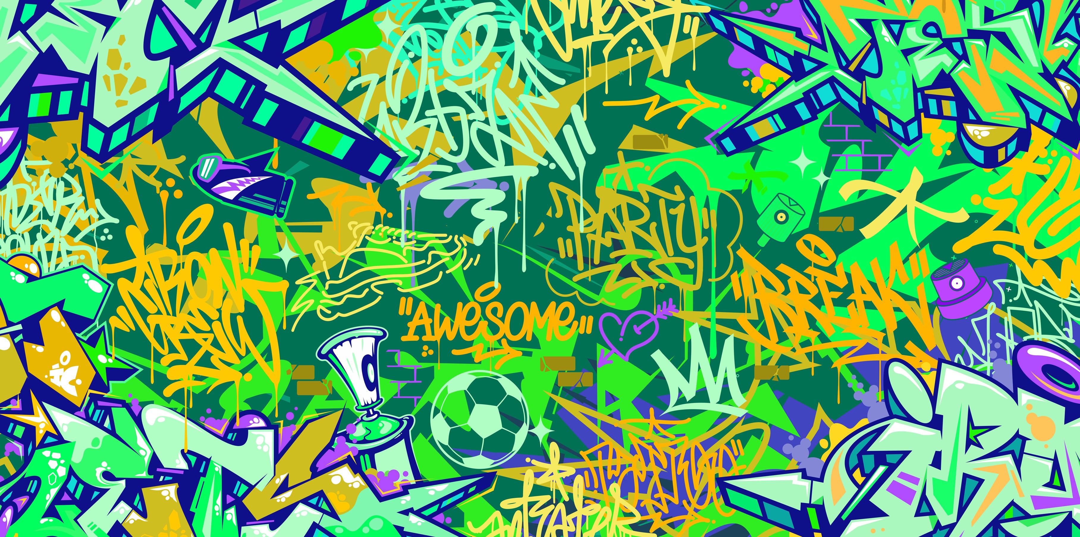 Tag & Spark - Neon Graffiti Fusion Mural
