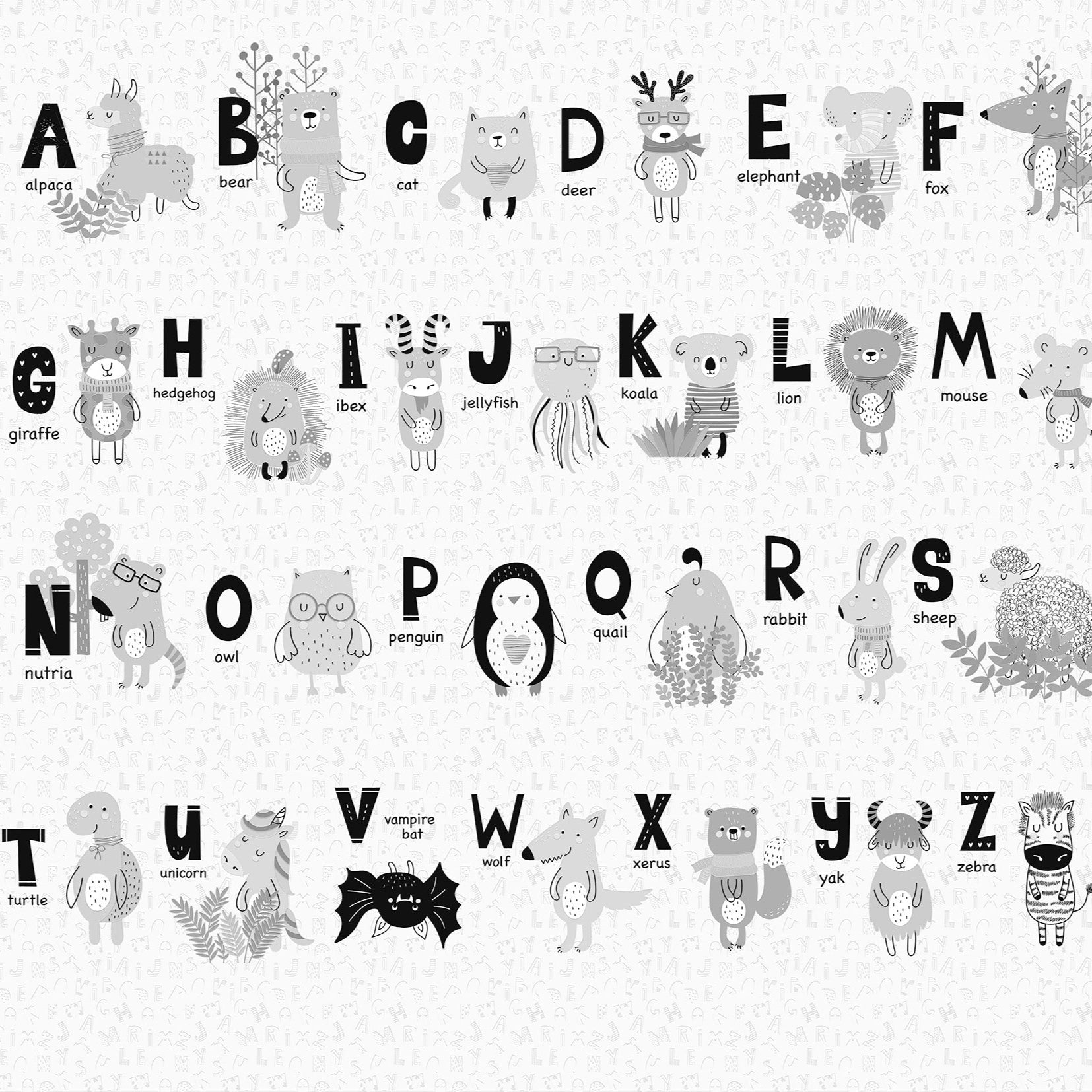 3D Animal Alphabet Adventure - Printed Mural