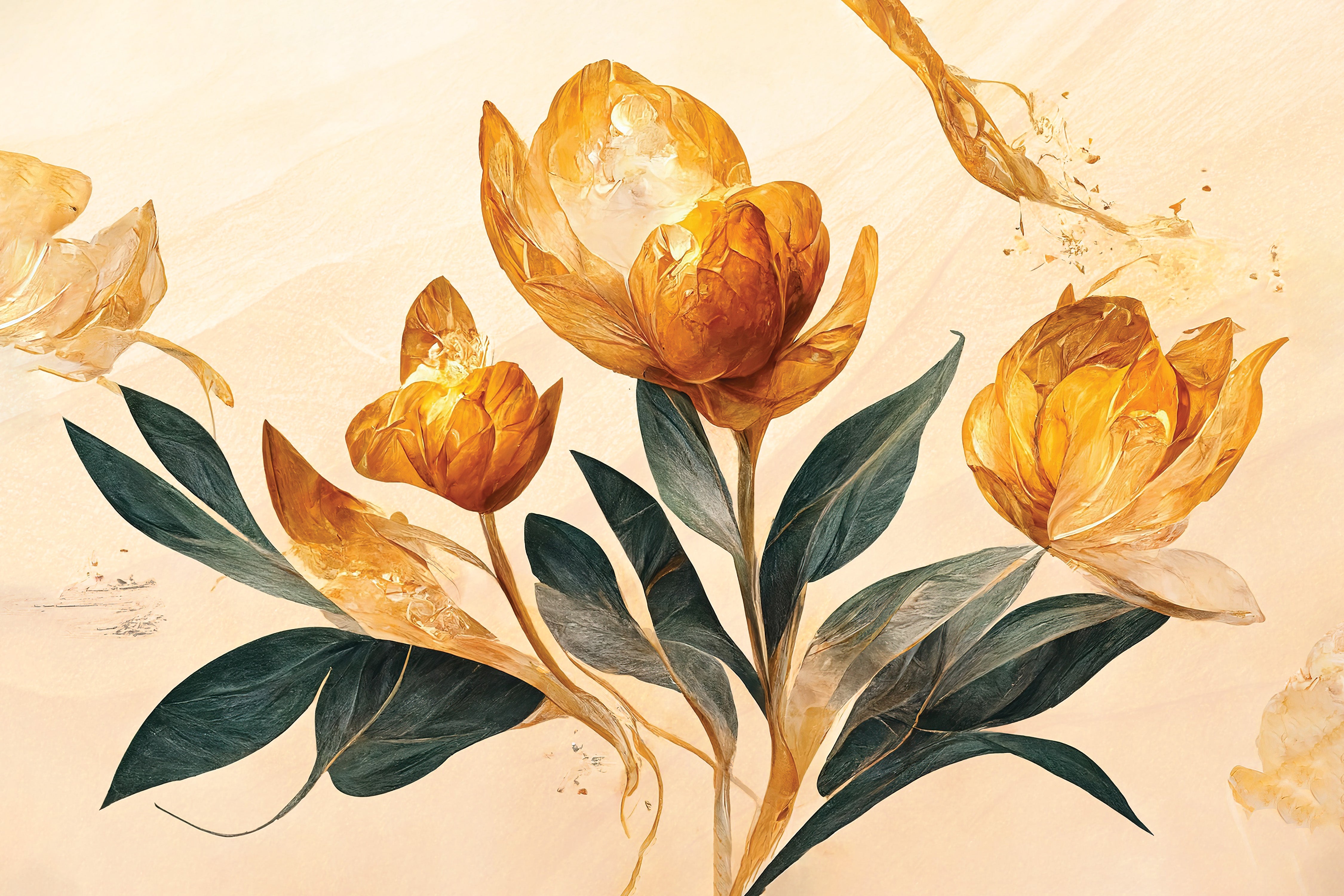 3D Floral Radiance - Printed Mural