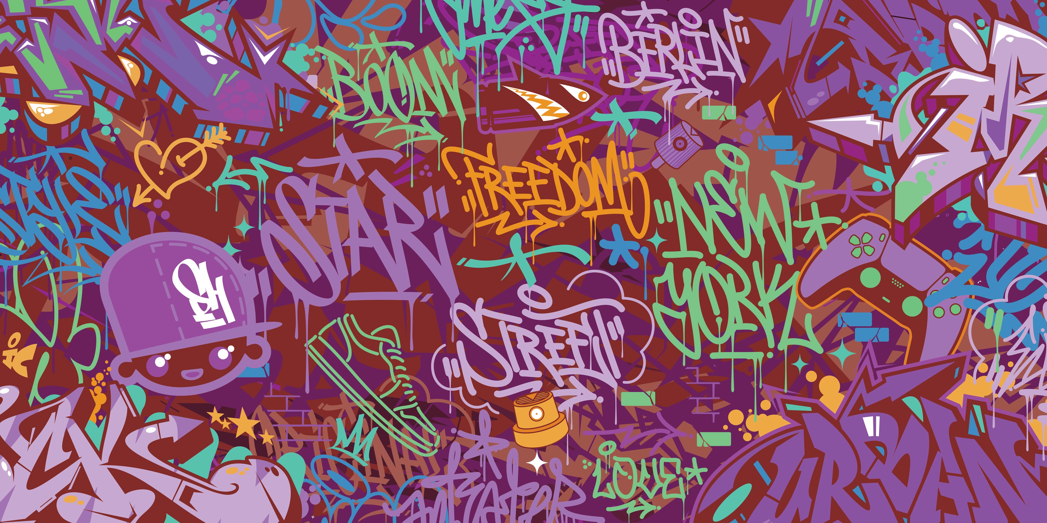 Tag & Spark - Neon City Graffiti Mural