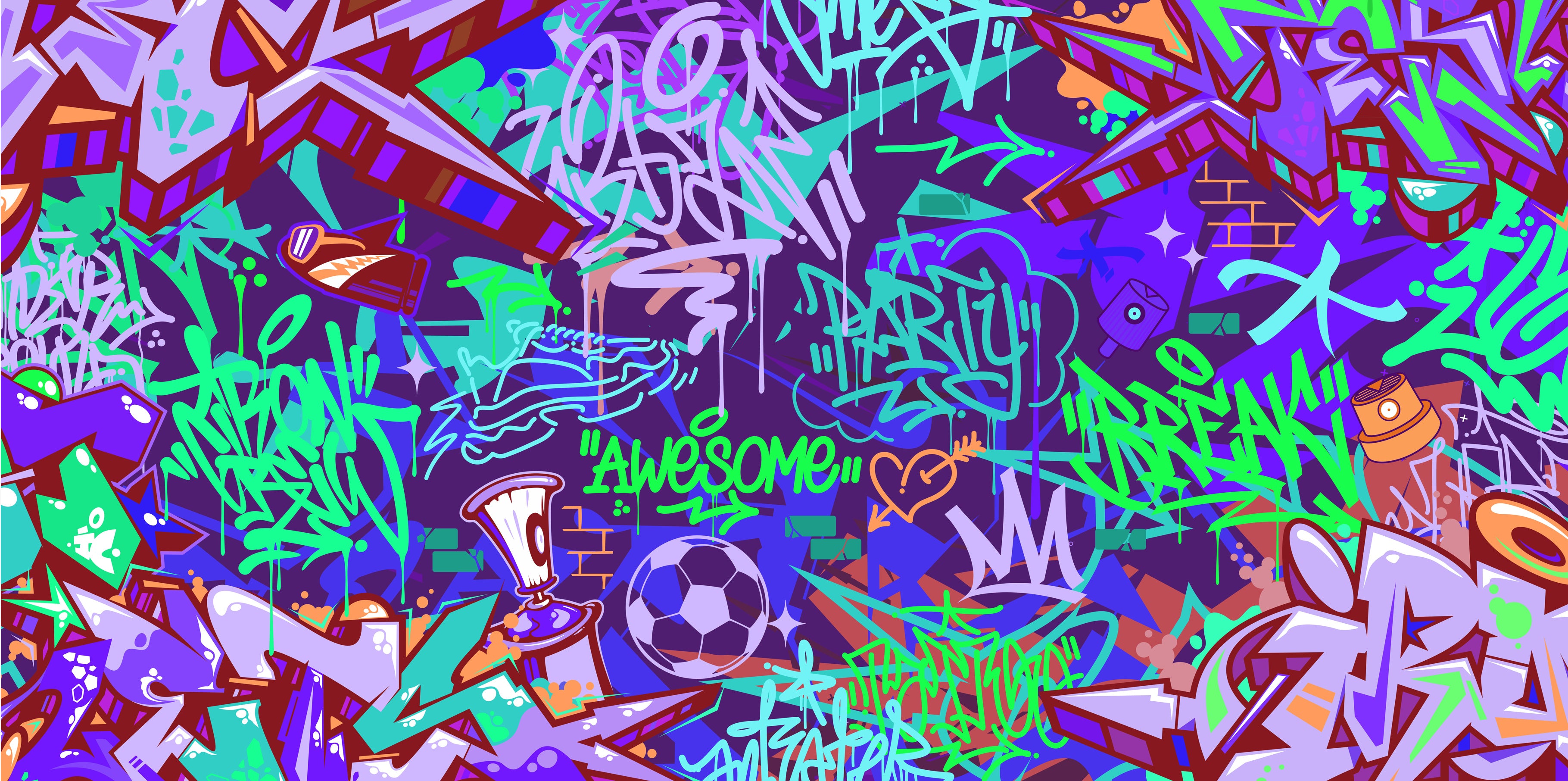 Tag & Spark - Neon Graffiti Fusion Mural