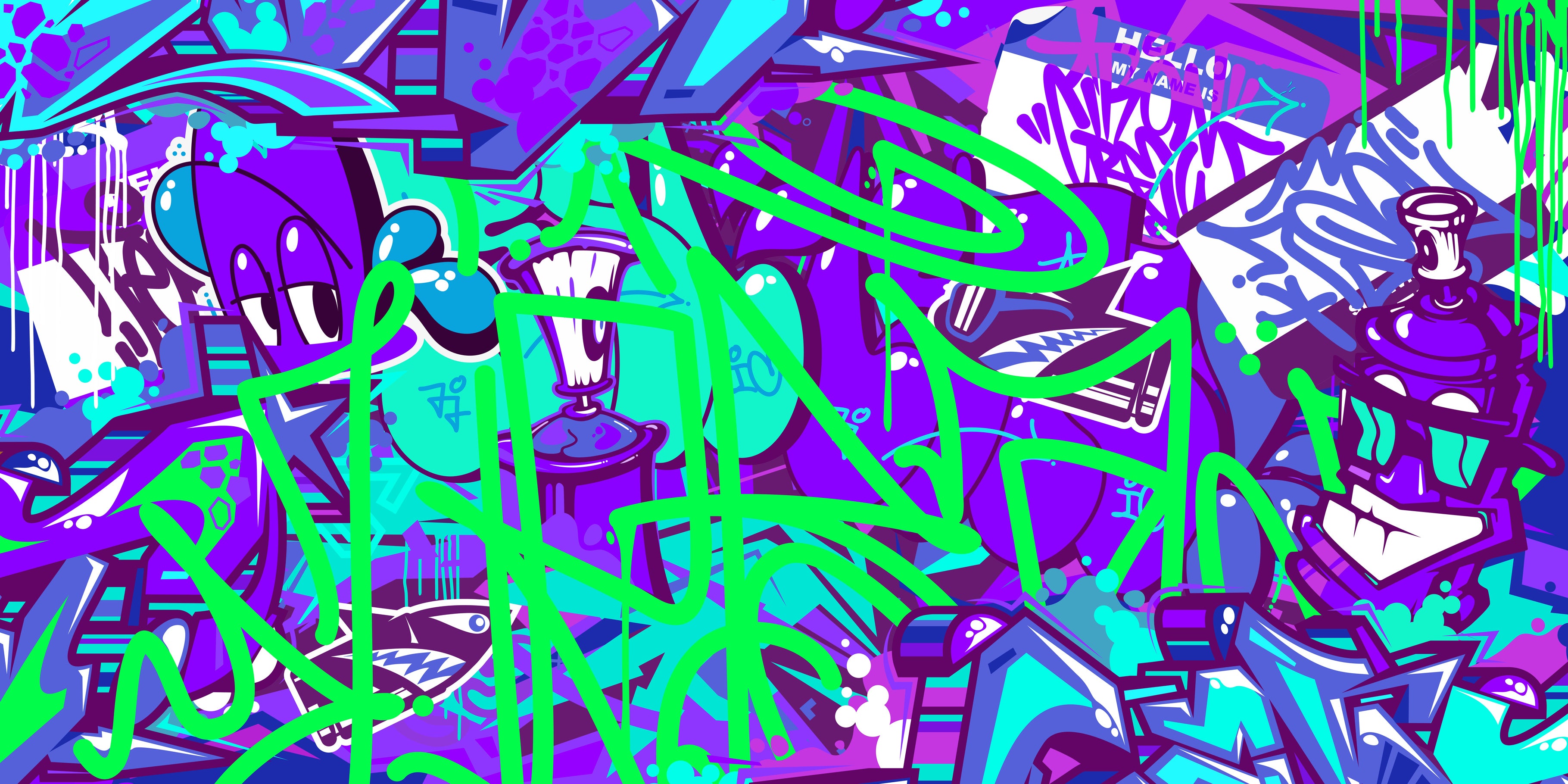 Tag & Spark - Cartoon Graffiti Riot Mural