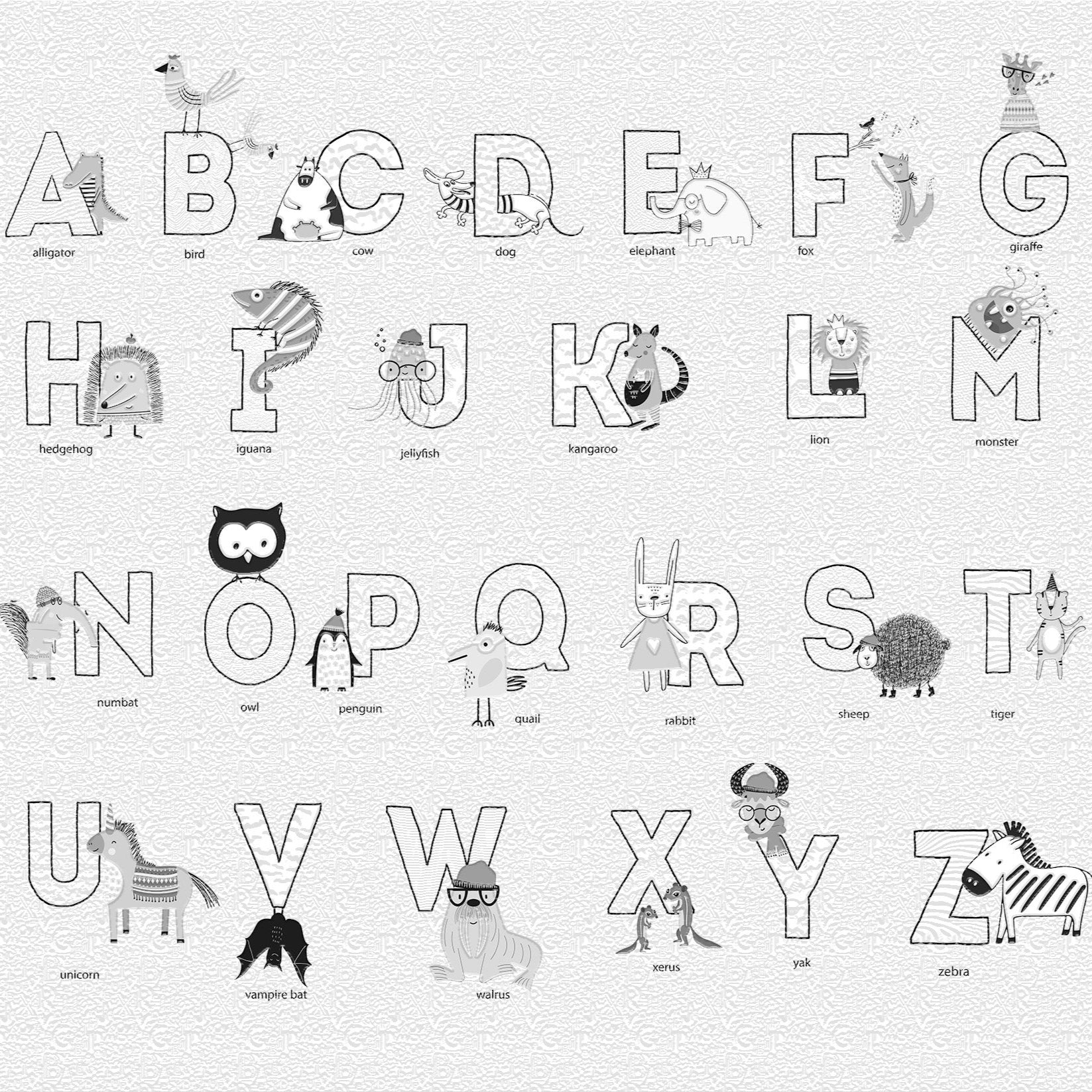 3D Alphabet Zoo - Printed Mural