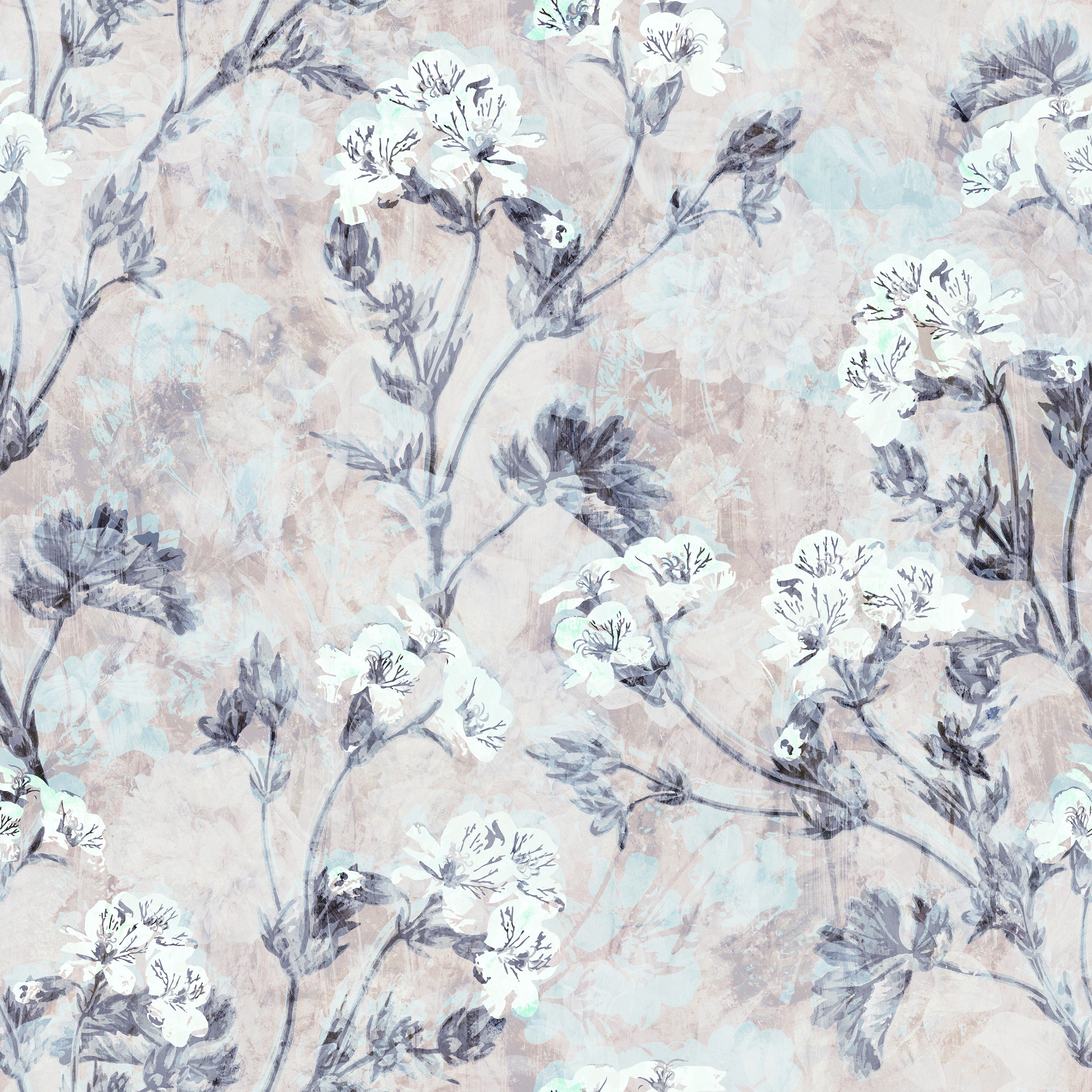 Floral Impression - White Blue Tint