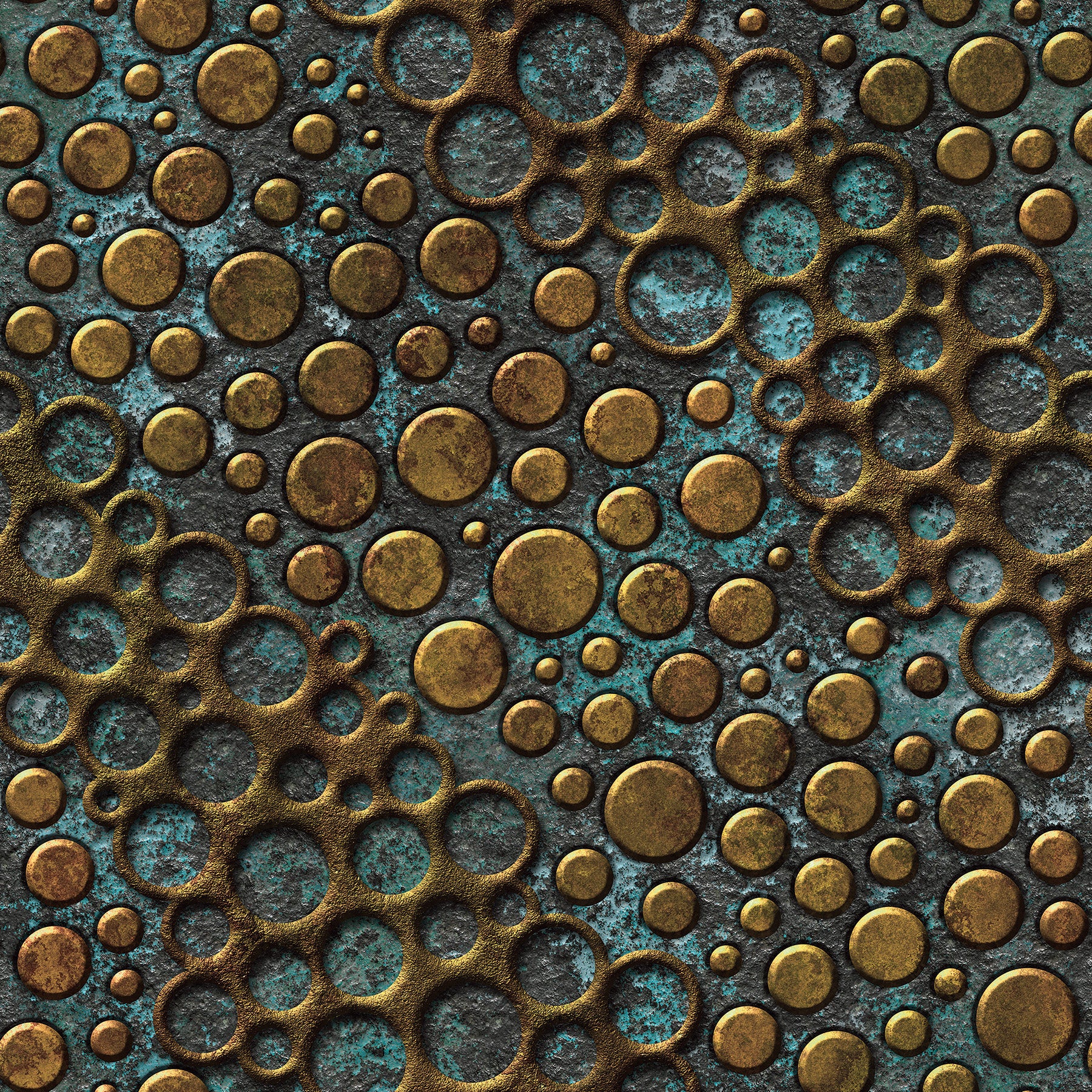 3D Metallic Bubbles - Printed Wallpaper