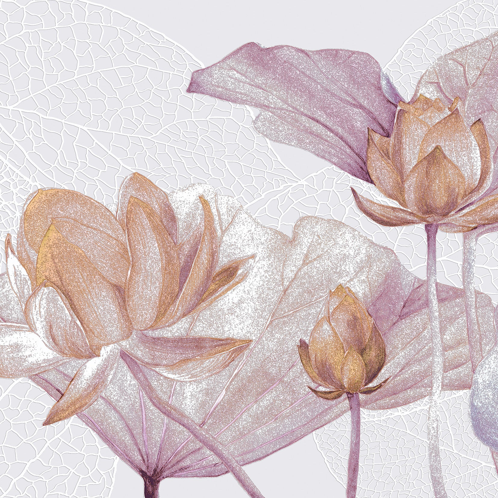 3D Lotus Flower - Printed Mural