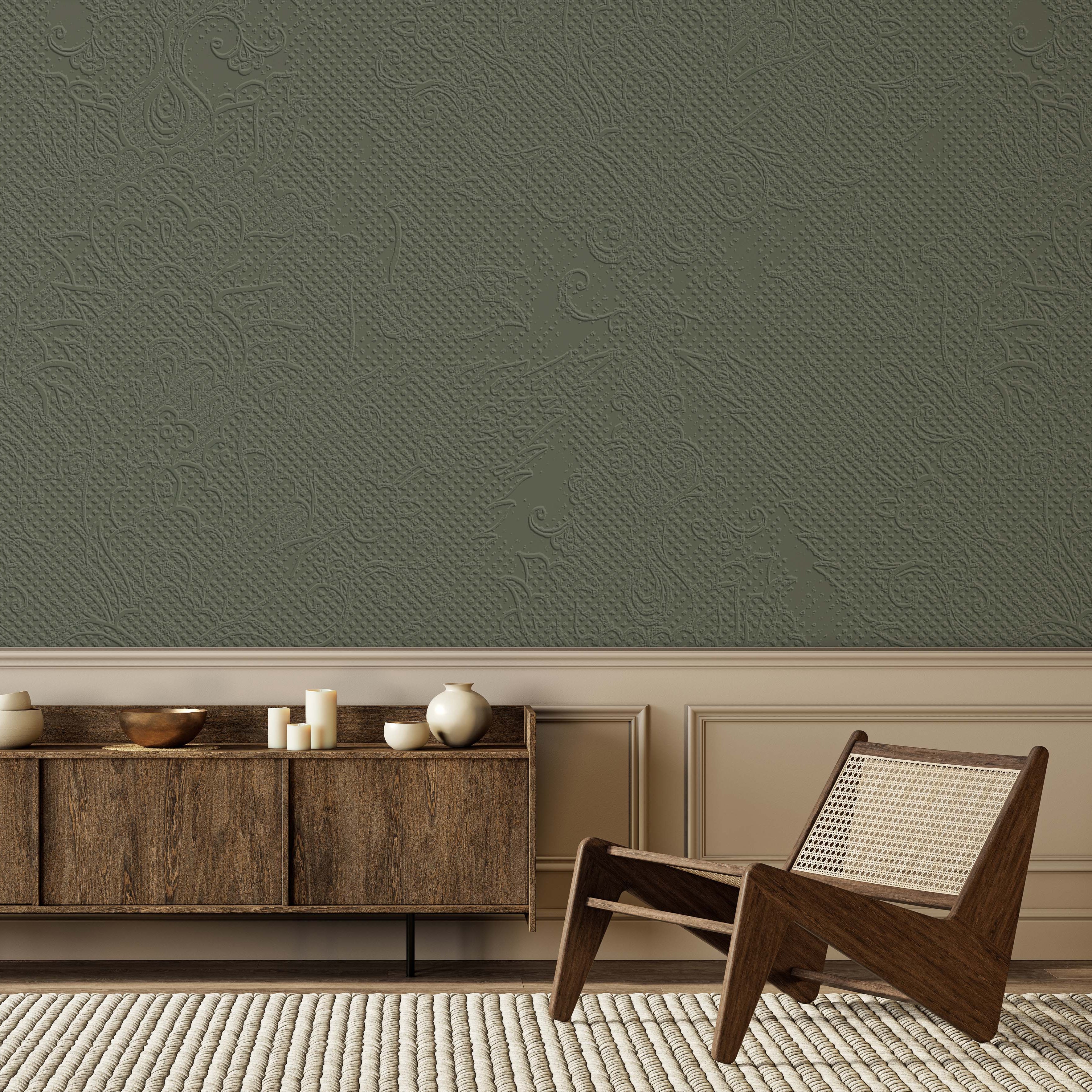 3D Floral Brocade - Paintable